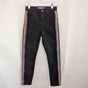 Topshop Jamie High Waist Ankle Grazer Skinny Jeans Black Leopard Size 26 Petite